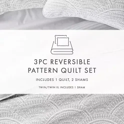 Outlet Kirklands Home Gray Scalloped Reversible 3-pc. Queen Quilt Set