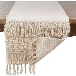 Online Kirklands Home Gray Sequin Fringe Cotton Table Runner