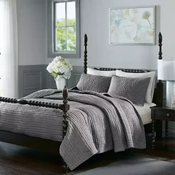 Hot Kirklands Home Serene Quilted 3-pc. Queen Coverlet Set Gray