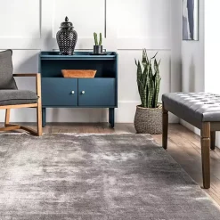 New Kirklands Home Shag Washable Area Rug, 6x9 Gray