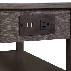 New Kirklands Home 2-Shelf Charging Accent Table Gray