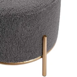Outlet Kirklands Home Sherpa Upholstered Round Ottoman Gray