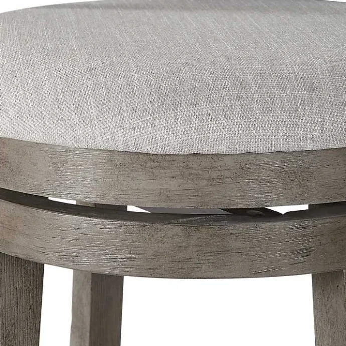 Outlet Kirklands Home Slatted Back Upholstered Swivel Bar Stool Gray