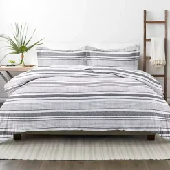 Hot Kirklands Home Gray Soft Striped 3-Pc. Twin Duvet Cover Set
