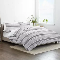 Hot Kirklands Home Gray Soft Striped 3-Pc. Twin Duvet Cover Set