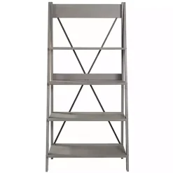 Sale Kirklands Home Gray Solid Wood Ladder Bookshelf