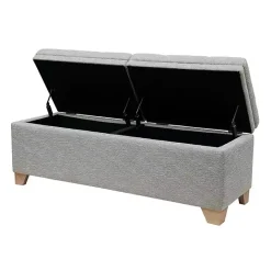 New Kirklands Home Split Seat Jackson Storage Bench Gray