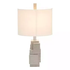 Kirklands Home Gray Stacked Blocks Table Lamp Ivory