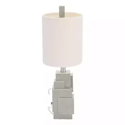 Kirklands Home Gray Stacked Blocks Table Lamp Ivory
