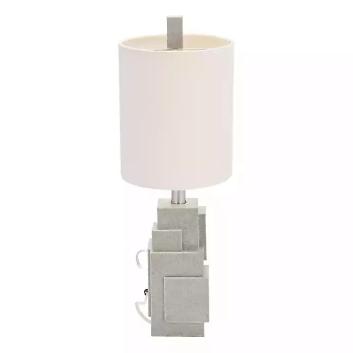 Kirklands Home Gray Stacked Blocks Table Lamp Ivory