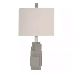 Kirklands Home Gray Stacked Blocks Table Lamp Ivory