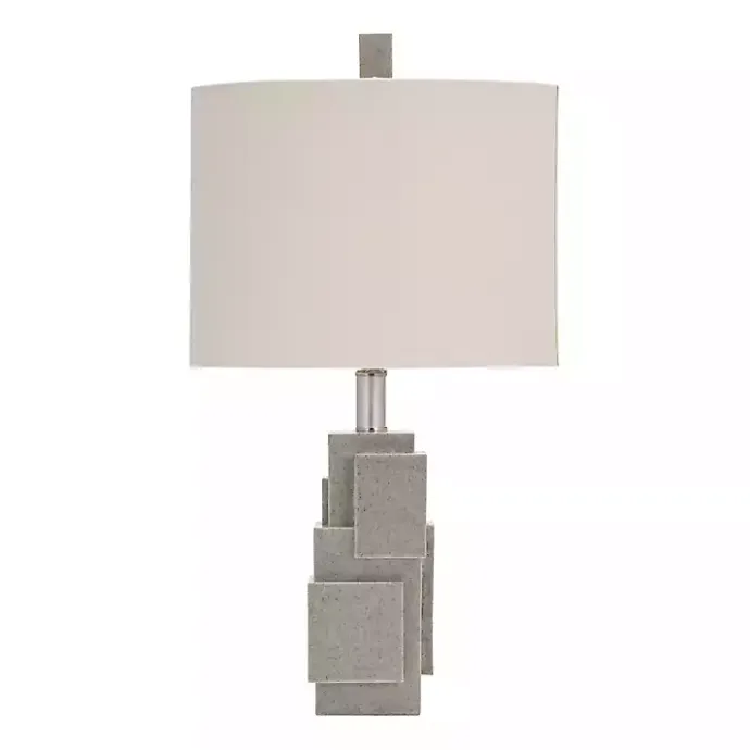 Kirklands Home Gray Stacked Blocks Table Lamp Ivory
