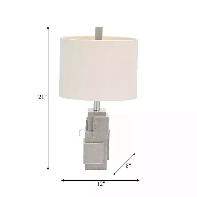 Kirklands Home Gray Stacked Blocks Table Lamp Ivory