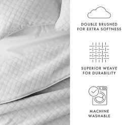 New Kirklands Home Stitched Diamond 3-pc. Queen Quilt Set Gray