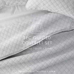 Sale Kirklands Home Stitched Diamond 3-pc. King Quilt Set Gray