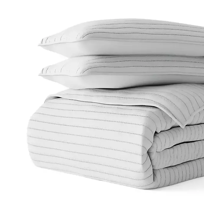 Online Kirklands Home Stitched Stripes 3-pc. Queen Quilt Set Gray