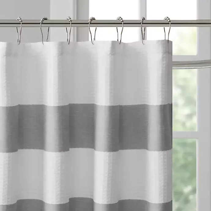 Best Kirklands Home Stripe Waffle Weave Shower Curtain Gray