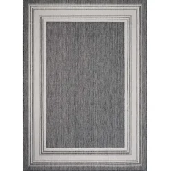 Clearance Kirklands Home Gray Striped Border Outdoor Area Rug, 7x9