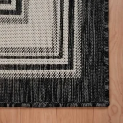 Clearance Kirklands Home Gray Striped Border Outdoor Area Rug, 7x9