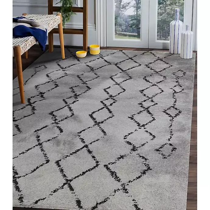 Hot Kirklands Home Striped Diamond Area Rug, 8x10 Gray
