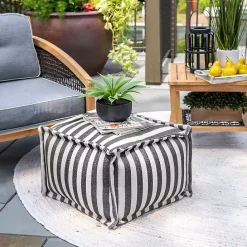 Online Kirklands Home Striped Outdoor Pouf Gray