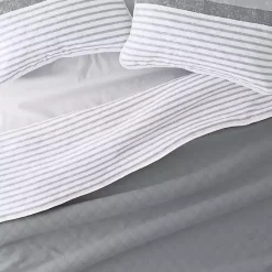 Hot Kirklands Home Gray Striped Reversible 3-pc. Queen Quilt Set