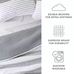 Hot Kirklands Home Gray Striped Reversible 3-pc. Queen Quilt Set