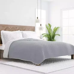 Outlet Kirklands Home Gray Striped Reversible 3-pc. King Quilt Set