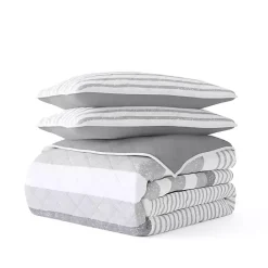 Outlet Kirklands Home Gray Striped Reversible 3-pc. King Quilt Set