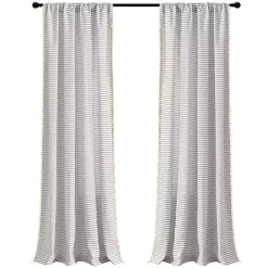 Sale Kirklands Home Gray Striped Tassel Curtain Panel Set, 84 in.