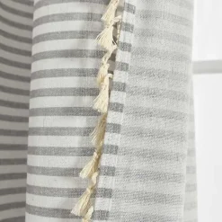 Sale Kirklands Home Gray Striped Tassel Curtain Panel Set, 84 in.