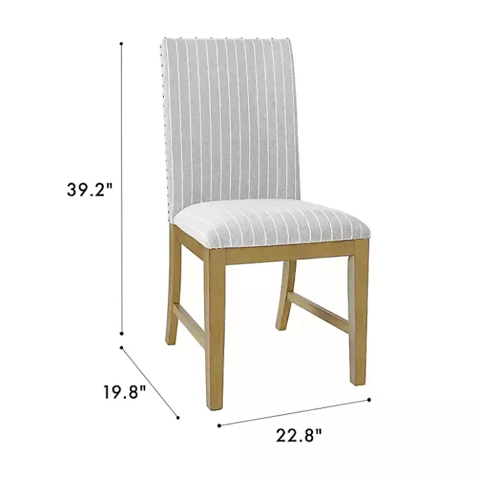 Discount Kirklands Home Stripes Nailhead Dining Chairs, Set of 2 Gray