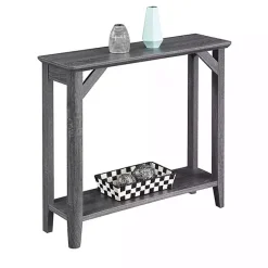 Hot Kirklands Home Tapered Legs Rustic Console Table Gray