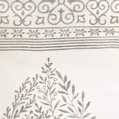 Kirklands Home Gray Teardrop Leaves Curtain Panel Set, 84 in.