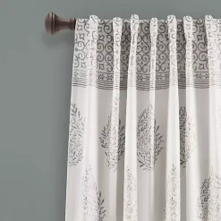 Discount Kirklands Home Gray Teardrop Leaves Curtain Panel Set, 95 in.