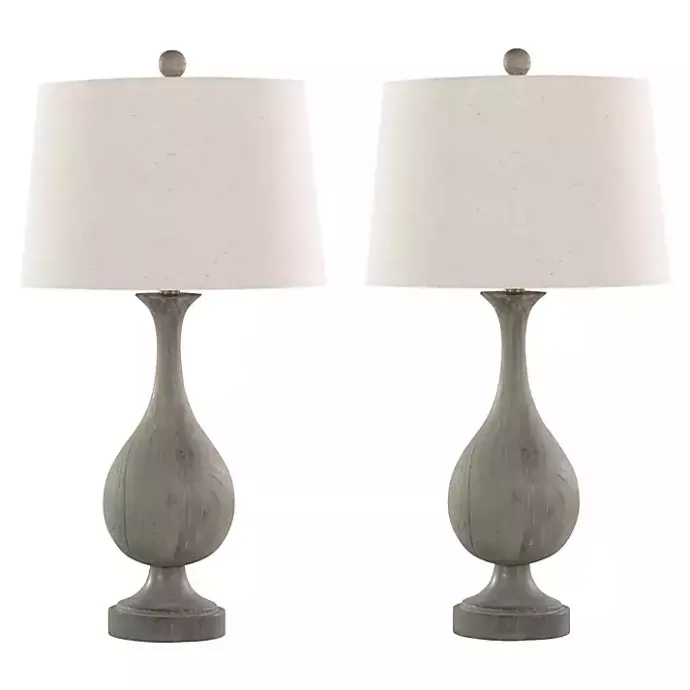 Outlet Kirklands Home Gray Teardrop Table Lamps, Set of 2 White