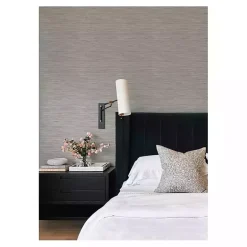 New Kirklands Home Textured Grassweave Peel & Stick Wallpaper Gray