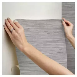 New Kirklands Home Textured Grassweave Peel & Stick Wallpaper Gray