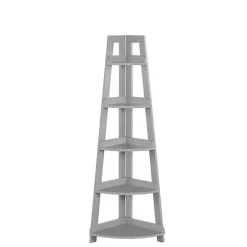 Online Kirklands Home Gray 5-Tier Corner Ladder Bookshelf