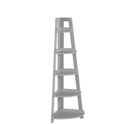 Online Kirklands Home Gray 5-Tier Corner Ladder Bookshelf