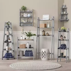 Online Kirklands Home Gray 5-Tier Corner Ladder Bookshelf