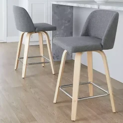 Online Kirklands Home Torino Upholstered Counter Stools, Set of 2 Gray