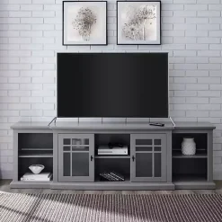 Sale Kirklands Home Transitional Breakfront 2-Door Media Console Gray