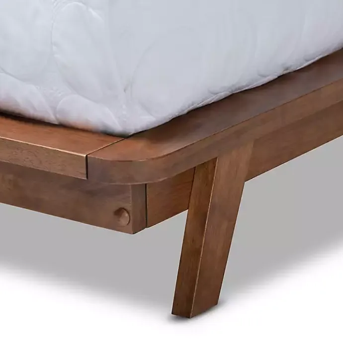 New Kirklands Home Tufted and Natural Walnut King Platform Bed Gray
