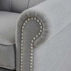 Clearance Kirklands Home Tufted Back Nailhead Trim Recliner Armchair Gray