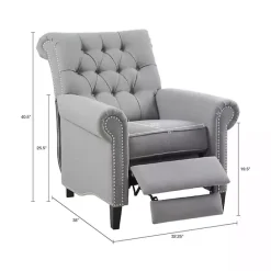 Clearance Kirklands Home Tufted Back Nailhead Trim Recliner Armchair Gray