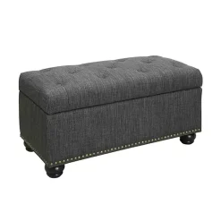 Discount Kirklands Home Tufted Jess Storage Ottoman Bench Gray