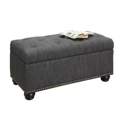 Discount Kirklands Home Tufted Jess Storage Ottoman Bench Gray