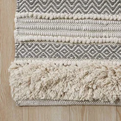 New Kirklands Home Tufted Stripes Woven Bath Mat Gray