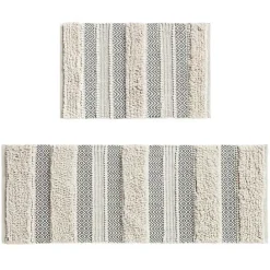 Best Kirklands Home Tufted Stripes Woven Bath Runner Gray